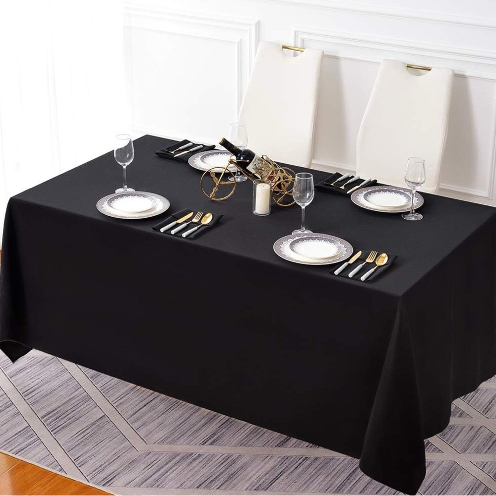 Elegant Washable Black Tablecloth for Dining
